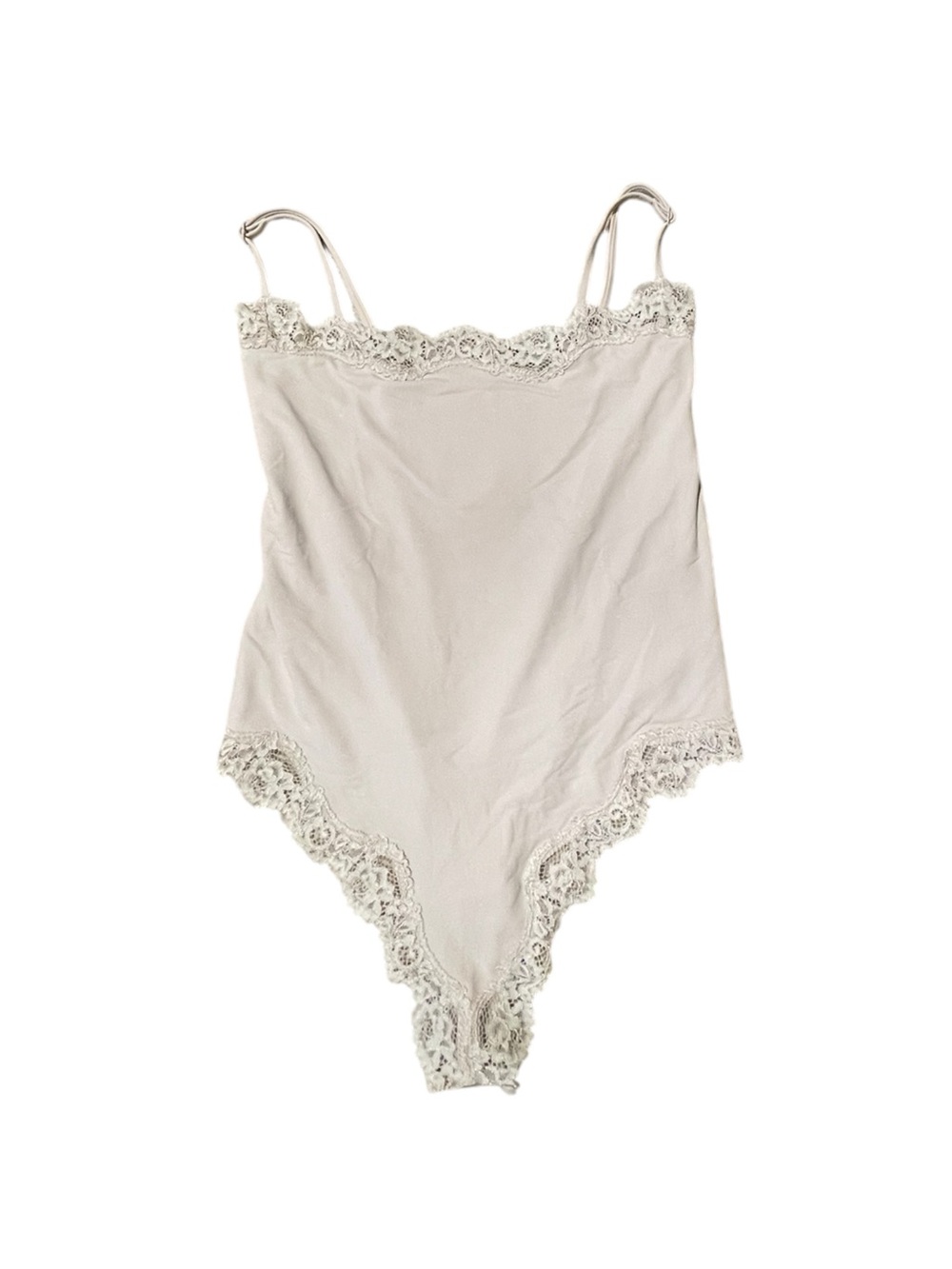 Skims Light Taupe Beige Lace Bodysuit Snap Closure Adjustable Straps Small Kim K